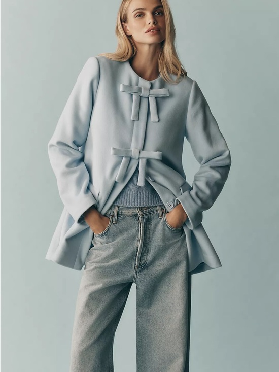 Anthropologie Jackets & Blazers - Anthropologie Bow Coat in Blue
